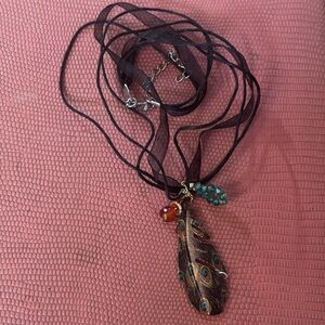 Peacock Feather Pendant Necklace